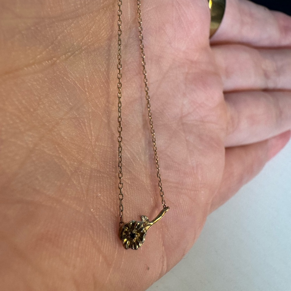 Solid Gold Birth Flower Necklace - September Aster